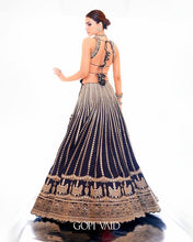Blue embroidery and mirror work Lehenga