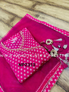 Niks - pink banarasi anarkali (plus size too up to UK 30)