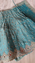 Blue and gold zari silk lehenga