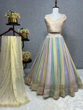 Pastel rainbow panelled Lehenga