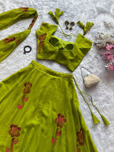 Lime green floral printed readymade Lehenga