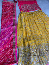 Arna collection - yellow and pink bandhani Lehenga