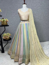 Pastel rainbow panelled Lehenga