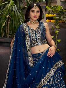 Dola silk jacquard Lehenga in blue
