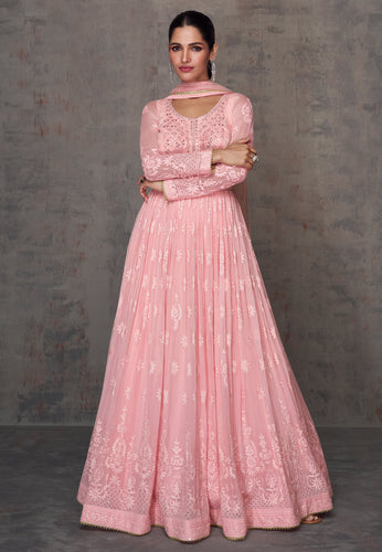 Janisha - readymade pastel pink georgette anarkali