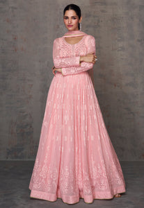Janisha - readymade pastel pink georgette anarkali