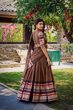 Pure chanderi and zari Lehenga in brown (skirt stitched)