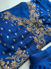 Peacock blue vichitra silk Lehenga (skirt stitched)