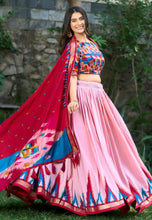 Tussar silk tilakavati Lehenga in pink