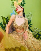 Yellow and gold embellished Lehenga