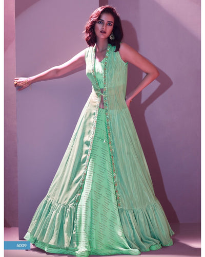 Ariana - mint green with koti Lehenga