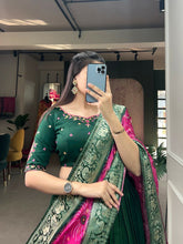 Pure cotton lehenga with gaji silk dupatta in green