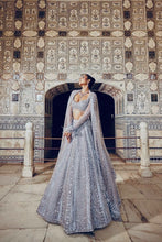 Grey shimmer silk partywear lehenga