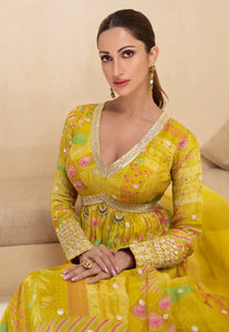 Janisha readymade - mustard georgette anarkali