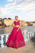 Tussar silk pink floral Lehenga