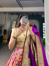 Jacquard silk Paithani Lehenga in peach