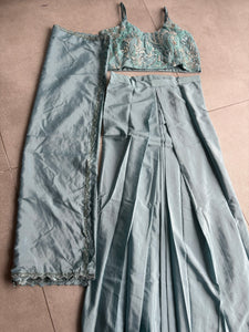 Boutique collection - iron blue Lehenga with cape (Indo western style)