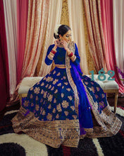 Blue and gold velvet Lehenga