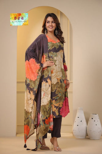 DPC - crepe floral straight salwaar kameez