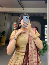 Gold jacquard silk Lehenga (chiku)