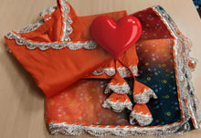 Orange bandhej gown set (also for plus sizes)