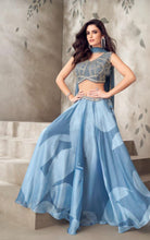 Elegant and flowy blue embroidered Lehenga