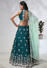 Green Lehenga with contrasting dupatta