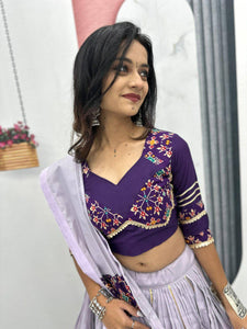Pure cotton lilac and purple Chaniya choli
