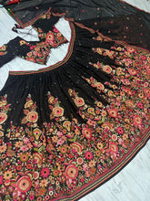 Black floral and sequins partywear lehenga