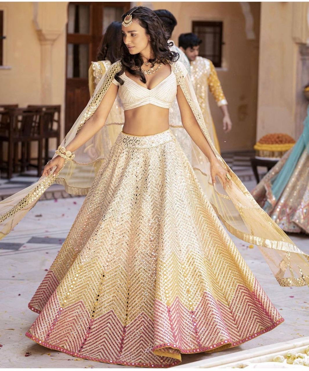 Banarasi satin silk colourful Lehenga