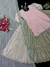 Baby pink long top Lehenga