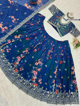 Blue floral georgette Lehenga