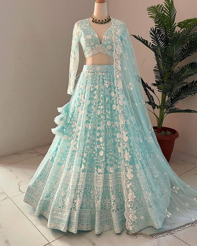 Stylish sky butterfly net Lehenga