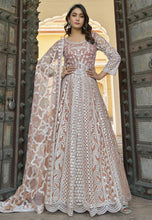 Peach mirror work anarkali - size 44 & 46