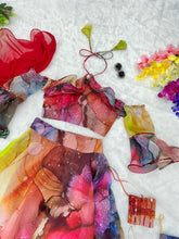 Multicolour Bardot style with flute sleeves readymade Lehenga