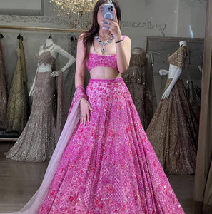 Berry and magenta partywear Lehenga