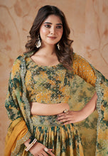 Mustard printed floral Lehenga