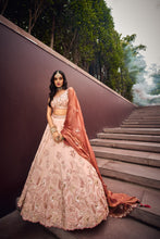 Rose gold fendi silk Lehenga