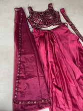Burgundy skirt set with cape