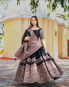 Black mirror work embroidered Chaniya Choli