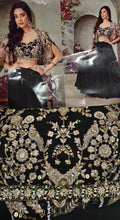 Black embroidered sharara set with jacket