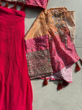 Pink chinon palazzo bandhani print with short jacket