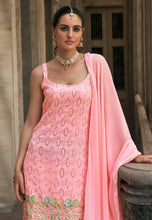 Pink georgette flared sharara (sleeves available) (plus size too)