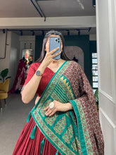 Tussar silk in timeless grace Lehenga in red