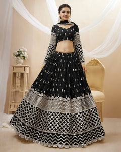 Tanaya - black zari sequins georgette Lehenga (long sleeves possible)