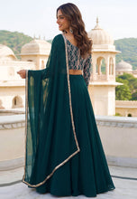 Bottle green Georgette flowy and simply Lehenga