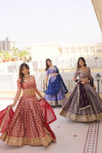 Partywear Lehenga - Wine viscose jacquard Lehenga