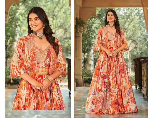 Boutique collection - Autumnal Lehenga with cape jacket