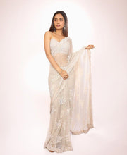 White soft net saree partywear saree