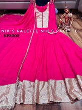 Niks collection - pink chinon silk anarkali (plus size option)